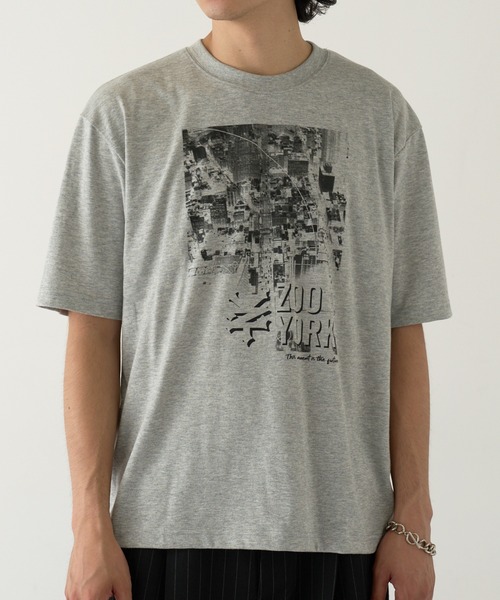 セール】【ZOO YORK】モノクロフォトプリント 短丈Tシャツ