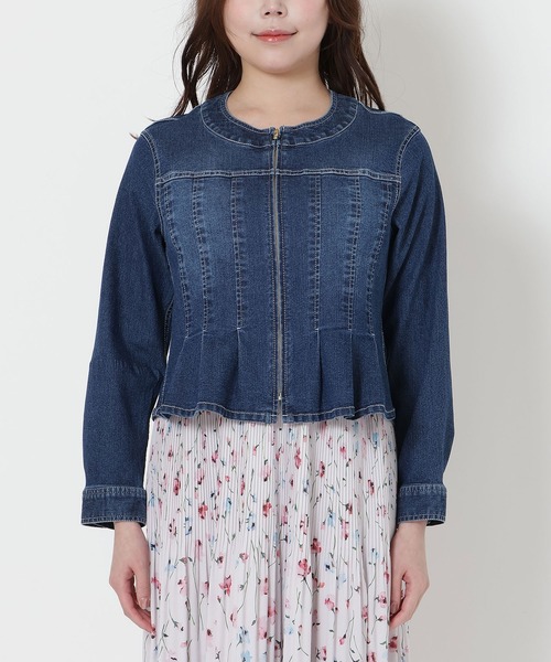 Rose Tiara（ローズティアラ）の「【伸縮性◎】ジップアップブルゾン（デニムジャケット・レディース・ネイビー・38/42/46）」の7枚目の写真