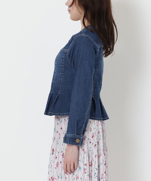 Rose Tiara（ローズティアラ）の「【伸縮性◎】ジップアップブルゾン（デニムジャケット・レディース・ネイビー・38/42/46）」の8枚目の写真