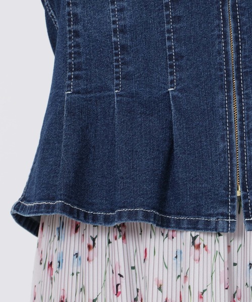 Rose Tiara（ローズティアラ）の「【伸縮性◎】ジップアップブルゾン（デニムジャケット・レディース・ネイビー・38/42/46）」の13枚目の写真