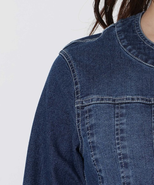 Rose Tiara（ローズティアラ）の「【伸縮性◎】ジップアップブルゾン（デニムジャケット・レディース・ネイビー・38/42/46）」の11枚目の写真