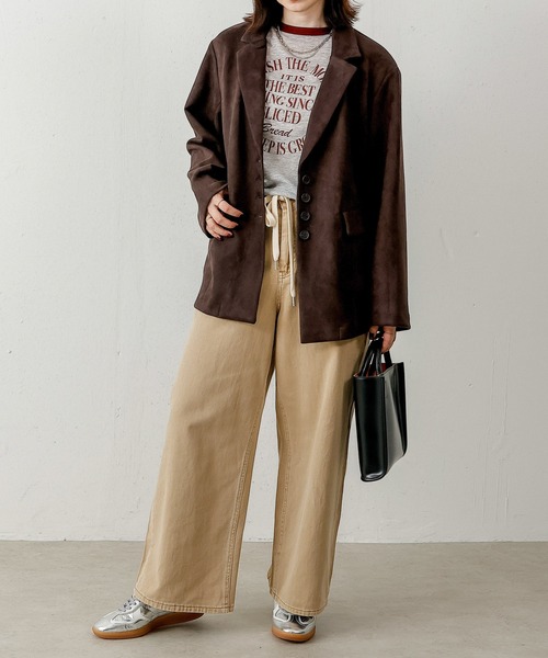 en CAnAF（エンカナフ）の「スエードジャケット 【セットアップ対応】（テーラードジャケット・レディース・ブラウン/ベージュ/ダークブラウン・フリー）」の19枚目の写真