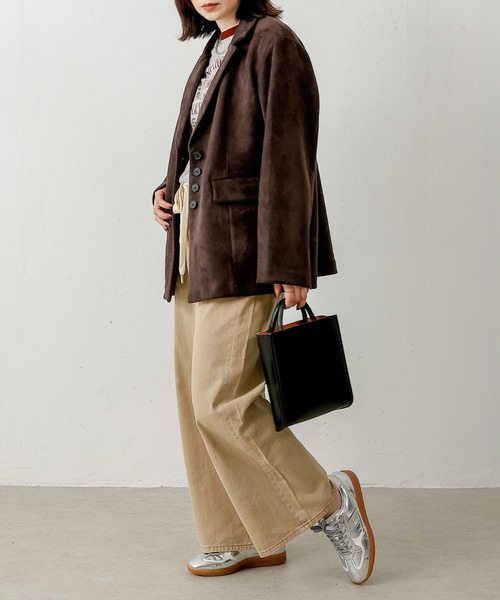 en CAnAF（エンカナフ）の「スエードジャケット 【セットアップ対応】（テーラードジャケット・レディース・ブラウン/ベージュ/ダークブラウン・フリー）」の20枚目の写真