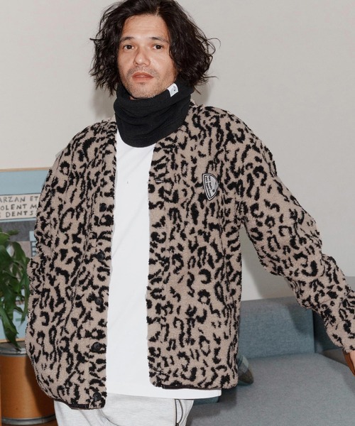 No Rain No Rainbow(ノーレインノーレインボー)の「mcg3701-leopard boa cardigan カーディガン(NR25W-03)(カーディガン/ボレロ・メンズ・レオパード/アニマル・S/M/L/XL)」の5枚目の写真