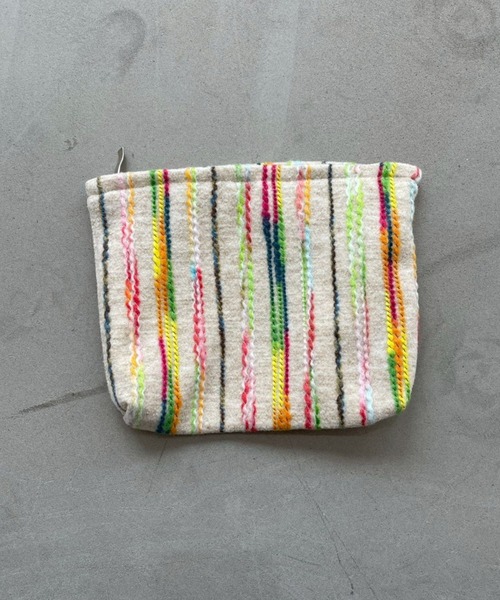 SANSeLF（サンセルフ）の「【SANSeLF】 ニットストライプポーチ マルチカラーボーダー ジップクロージャー saa25a065（ポーチ・レディース・アイボリー・FREE）」の6枚目の写真