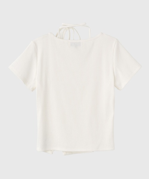 GENERAL IDEA(ジェネラルアイデア)の「GENERAL IDEA/ジェネラルアイディア ボタンスリット&ひも付き半袖Tシャツ(Tシャツ/カットソー・レディース・ホワイト/ブラック・L/M)」の9枚目の写真