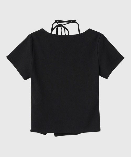 GENERAL IDEA(ジェネラルアイデア)の「GENERAL IDEA/ジェネラルアイディア ボタンスリット&ひも付き半袖Tシャツ(Tシャツ/カットソー・レディース・ホワイト/ブラック・L/M)」の3枚目の写真