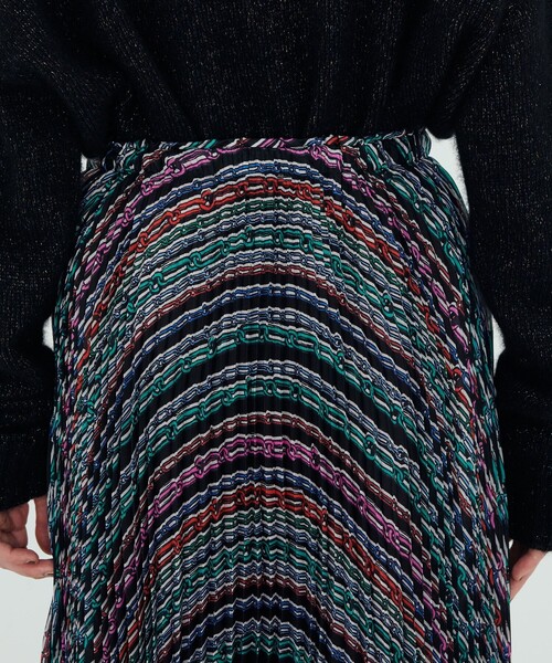 TOMORROWLAND .Bトゥモローランドビー★プリーツスカート シルクツイル チェーンプリント プリーツスカート（スカート