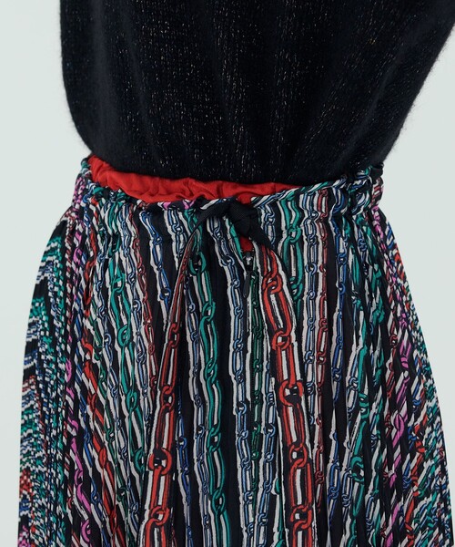 TOMORROWLAND .Bトゥモローランドビー★プリーツスカート シルクツイル チェーンプリント プリーツスカート（スカート