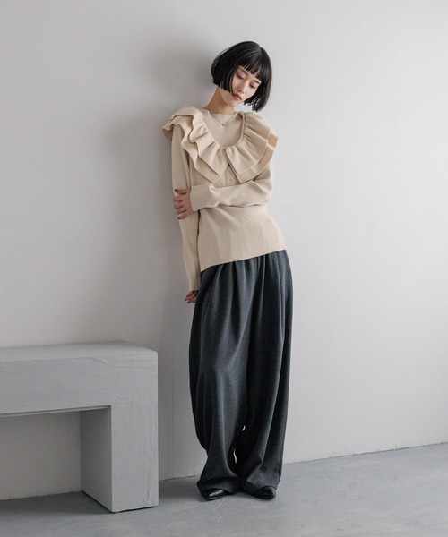 LOWRYS FARM(ローリーズファーム)の「フリル2PニットLS 577213(ニット/セーター・レディース・ブラック/ベージュ/ブラウン・FREE)」の19枚目の写真