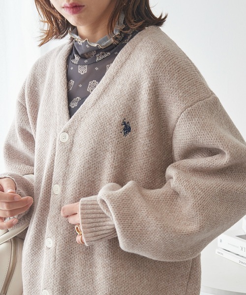 U.S. POLO ASSN.(ユーエスポロアッスン)の「【U.S. POLO ASSN.】ワンポイントロゴ ポニー刺繍 メランジカーディガン CARDIGAN(カーディガン/ボレロ・レディース・オートミール/グレー/ブラック/ネイビー/カーキ/ワイン・S/M/L)」の4枚目の写真