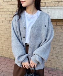 【U.S. POLO ASSN.】ワンポイントロゴ ポニー刺繍 メランジカーディガン CARDIGAN