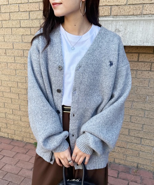 U.S. POLO ASSN.(ユーエスポロアッスン)の「【U.S. POLO ASSN.】ワンポイントロゴ ポニー刺繍 メランジカーディガン CARDIGAN(カーディガン/ボレロ・レディース・オートミール/グレー/ブラック/ネイビー/カーキ/ワイン・S/M/L)」の3枚目の写真