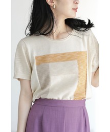 ささやかに煌めくレース柄のサマーニットプルオーバートップス（ニット