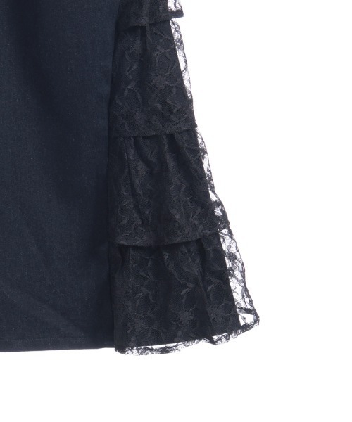 axes femme POETIQUE（アクシーズファムポエティック）の「サイドレースフレアデニムパンツ（デニムパンツ・レディース・インディゴブルー/ブラック・MEDIUM）」の11枚目の写真