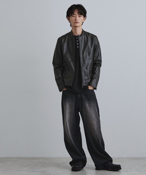 tk.TAKEO KIKUCHI（ティーケータケオキクチ）の「シングルレザー調ブルゾン（ブルゾン・メンズ・ブラック/ブラック系/ダークブラウン系・04/03/02）」の8枚目の写真