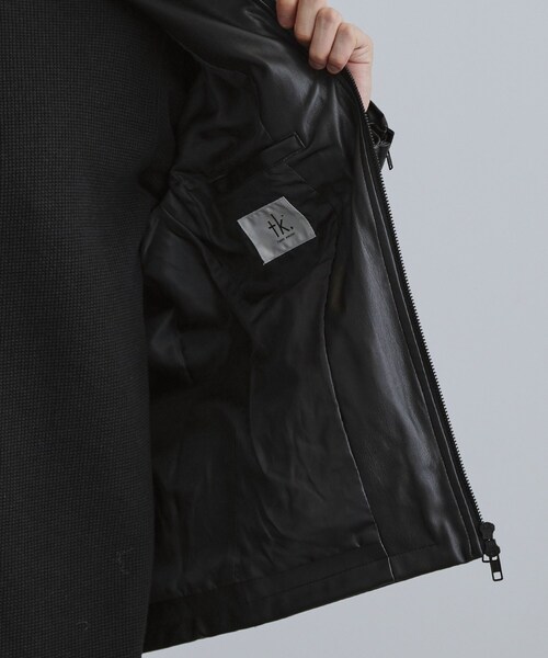 tk.TAKEO KIKUCHI（ティーケータケオキクチ）の「シングルレザー調ブルゾン（ブルゾン・メンズ・ブラック/ブラック系/ダークブラウン系・04/03/02）」の4枚目の写真