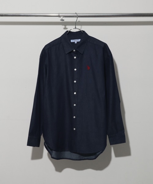 U.S. POLO ASSN.（ユーエスポロアッスン）の「【U.S. POLO ASSN./ユーエスポロアッスン】ロゴ刺繍 長袖 デニムシャツ（シャツ/ブラウス・レディース・ブルー/インディゴブルー・L/LL/M）」の21枚目の写真