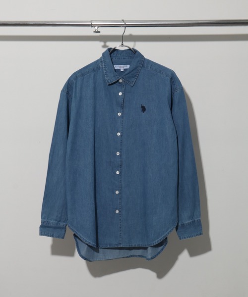U.S. POLO ASSN.（ユーエスポロアッスン）の「【U.S. POLO ASSN./ユーエスポロアッスン】ロゴ刺繍 長袖 デニムシャツ（シャツ/ブラウス・レディース・ブルー/インディゴブルー・L/LL/M）」の22枚目の写真