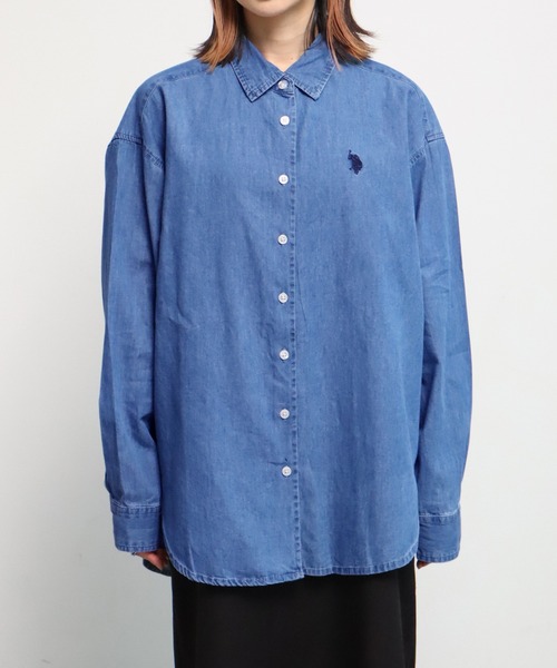 U.S. POLO ASSN.（ユーエスポロアッスン）の「【U.S. POLO ASSN./ユーエスポロアッスン】ロゴ刺繍 長袖 デニムシャツ（シャツ/ブラウス・レディース・ブルー/インディゴブルー・L/LL/M）」の18枚目の写真