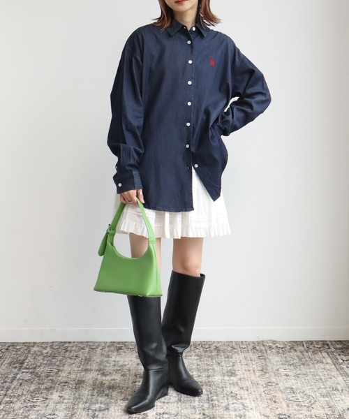 U.S. POLO ASSN.（ユーエスポロアッスン）の「【U.S. POLO ASSN./ユーエスポロアッスン】ロゴ刺繍 長袖 デニムシャツ（シャツ/ブラウス・レディース・ブルー/インディゴブルー・L/LL/M）」の11枚目の写真