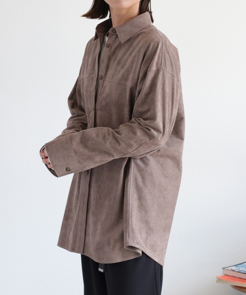 cepo(セポ)の「〈2way〉スウェードライクシャツブラウス(シャツ/ブラウス・レディース・オフホワイト/チャコール/ブラウン・M)」の15枚目の写真