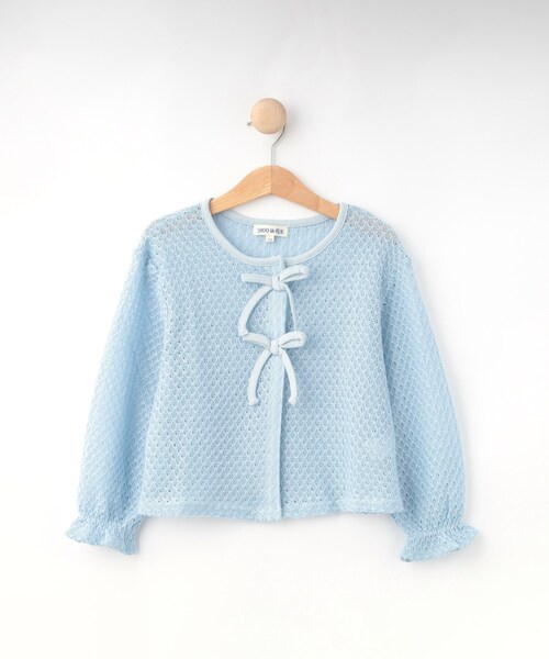 SHOO・LA・RUE（シューラルー）の「【100-150cm】レースニットソーカーディガン（カーディガン/ボレロ・キッズ・ホワイト/サックスブルー・10/11/12/13/14/15 ）」の3枚目の写真