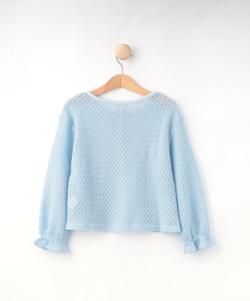 SHOO・LA・RUE（シューラルー）の「【100-150cm】レースニットソーカーディガン（カーディガン/ボレロ・キッズ・ホワイト/サックスブルー・10/11/12/13/14/15 ）」の4枚目の写真
