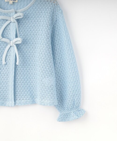 SHOO・LA・RUE（シューラルー）の「【100-150cm】レースニットソーカーディガン（カーディガン/ボレロ・キッズ・ホワイト/サックスブルー・10/11/12/13/14/15 ）」の6枚目の写真