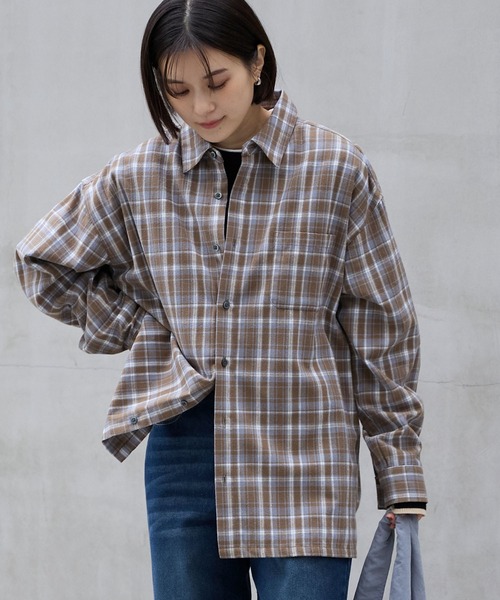 Subculture ブラウン・ブラックチェックネルシャツ サイズ2 オンブレ SHIPS（シップス） シャツ SHIPS: レギュラーカラー オンブレ チェック