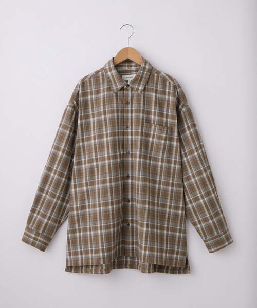 セール】オンブレチェック オーバーサイズボックスレギュラーカラー