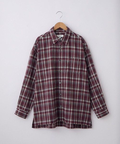 オンブレチェック オーバーサイズボックスレギュラーカラーネルシャツ