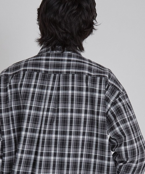 オンブレチェック オーバーサイズボックスレギュラーカラーネルシャツ