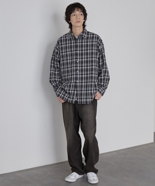 【好配色】希少60’s USA製オンブレネルシャツ レーヨンM Boxシルエット オンブレチェック オーバーサイズボックスレギュラーカラーネルシャツ