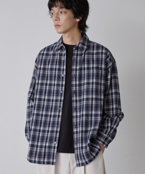 セール】オンブレチェック オーバーサイズボックスレギュラーカラー