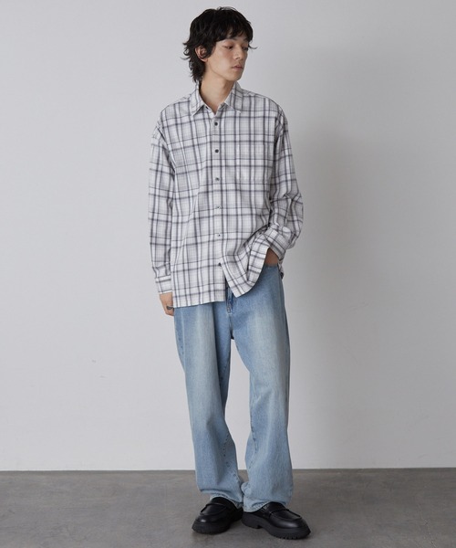 MONO-MART（モノマート）の「オンブレチェック オーバーサイズボックスレギュラーカラーネルシャツ（シャツ/ブラウス・レディース・ブラック/ホワイト/レッド/ブラウン/ネイビー・S/M/L）」の21枚目の写真