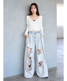 SNIDEL | ダメージデニムパンツ(デニムパンツ)