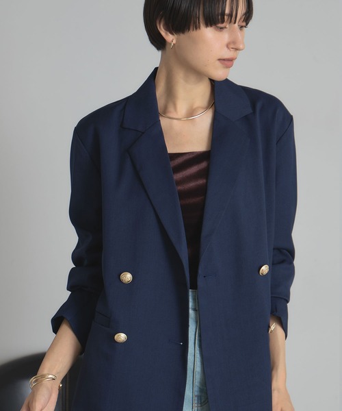 &. NOSTALGIA（アンドドットノスタルジア）の「ツイルゴールドボタンブレザー（テーラードジャケット・レディース・グレー/ネイビー・M）」の2枚目の写真