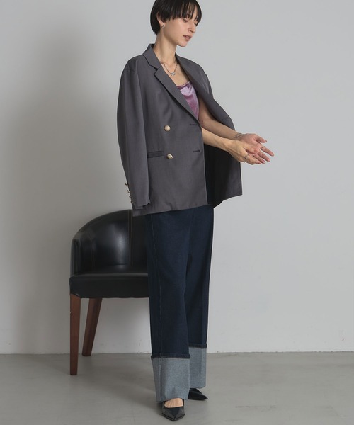 &. NOSTALGIA（アンドドットノスタルジア）の「ツイルゴールドボタンブレザー（テーラードジャケット・レディース・グレー/ネイビー・M）」の4枚目の写真