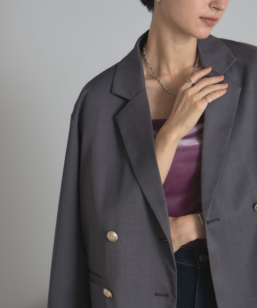 &. NOSTALGIA（アンドドットノスタルジア）の「ツイルゴールドボタンブレザー（テーラードジャケット・レディース・グレー/ネイビー・M）」の5枚目の写真