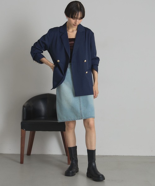 &. NOSTALGIA（アンドドットノスタルジア）の「ツイルゴールドボタンブレザー（テーラードジャケット・レディース・グレー/ネイビー・M）」の8枚目の写真