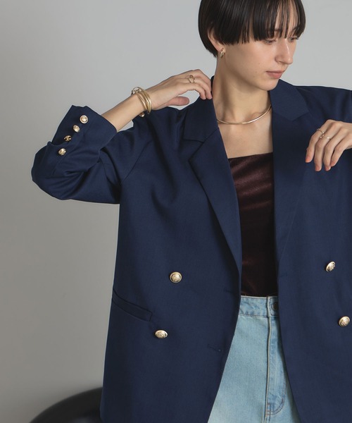 &. NOSTALGIA（アンドドットノスタルジア）の「ツイルゴールドボタンブレザー（テーラードジャケット・レディース・グレー/ネイビー・M）」の9枚目の写真