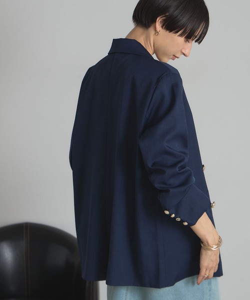 &. NOSTALGIA（アンドドットノスタルジア）の「ツイルゴールドボタンブレザー（テーラードジャケット・レディース・グレー/ネイビー・M）」の10枚目の写真