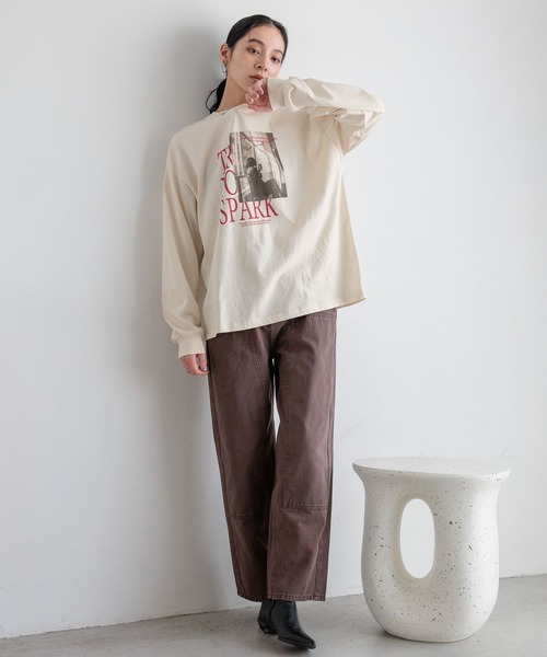 LOWRYS FARM（ローリーズファーム）の「アソートフォトＬＳ　595331（Tシャツ/カットソー・レディース・チャコールグレー/オフホワイト/アイボリー・FREE）」の5枚目の写真