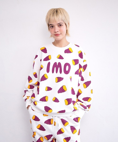 新サイズ】フード総柄スウェット（IMO・KAKI)（スウェット）｜PUNYUS