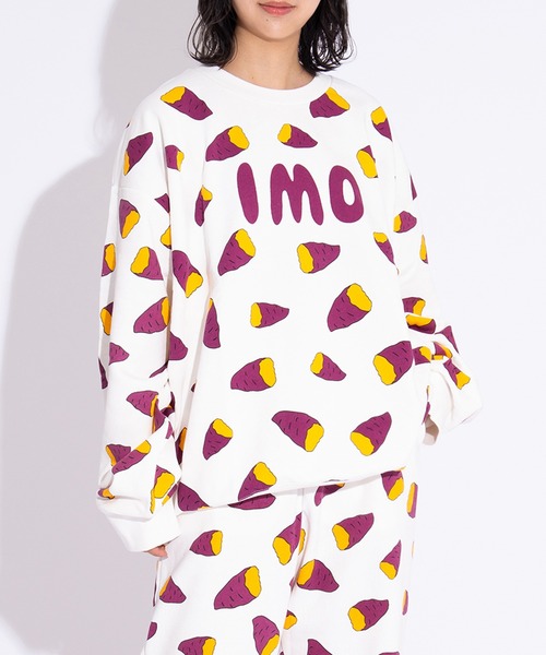 PUNYUS（プニュズ）の「【新サイズ】フード総柄スウェット（IMO・KAKI)（スウェット・レディース・パープル/イエロー・1/2/3/4/5）」の12枚目の写真