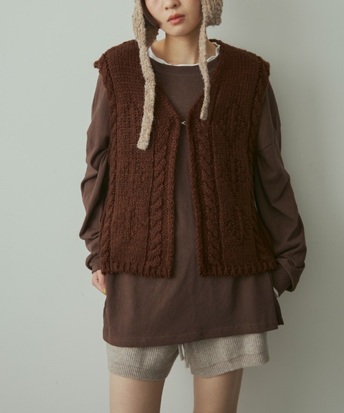 美品【nagonstans】cable knit vest ケーブルニットベスト nagonstans ナゴンスタンス cable knit vest ナゴンスタンス ケーブル