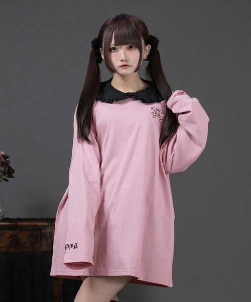 Pal elfy(パルエルフィー)の「バックプリントロンT(Tシャツ/カットソー・レディース・ピンク/ブラック/オフホワイト・フリー)」の2枚目の写真