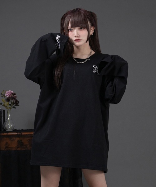 Pal elfy(パルエルフィー)の「バックプリントロンT(Tシャツ/カットソー・レディース・ピンク/ブラック/オフホワイト・フリー)」の3枚目の写真