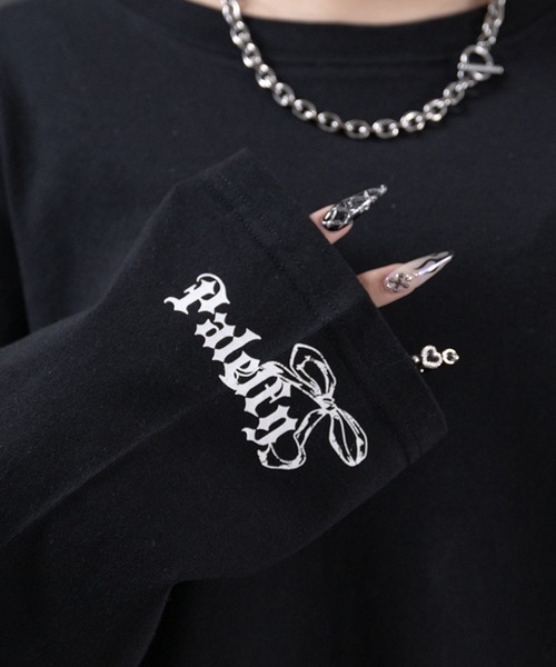 Pal elfy(パルエルフィー)の「バックプリントロンT(Tシャツ/カットソー・レディース・ピンク/ブラック/オフホワイト・フリー)」の6枚目の写真